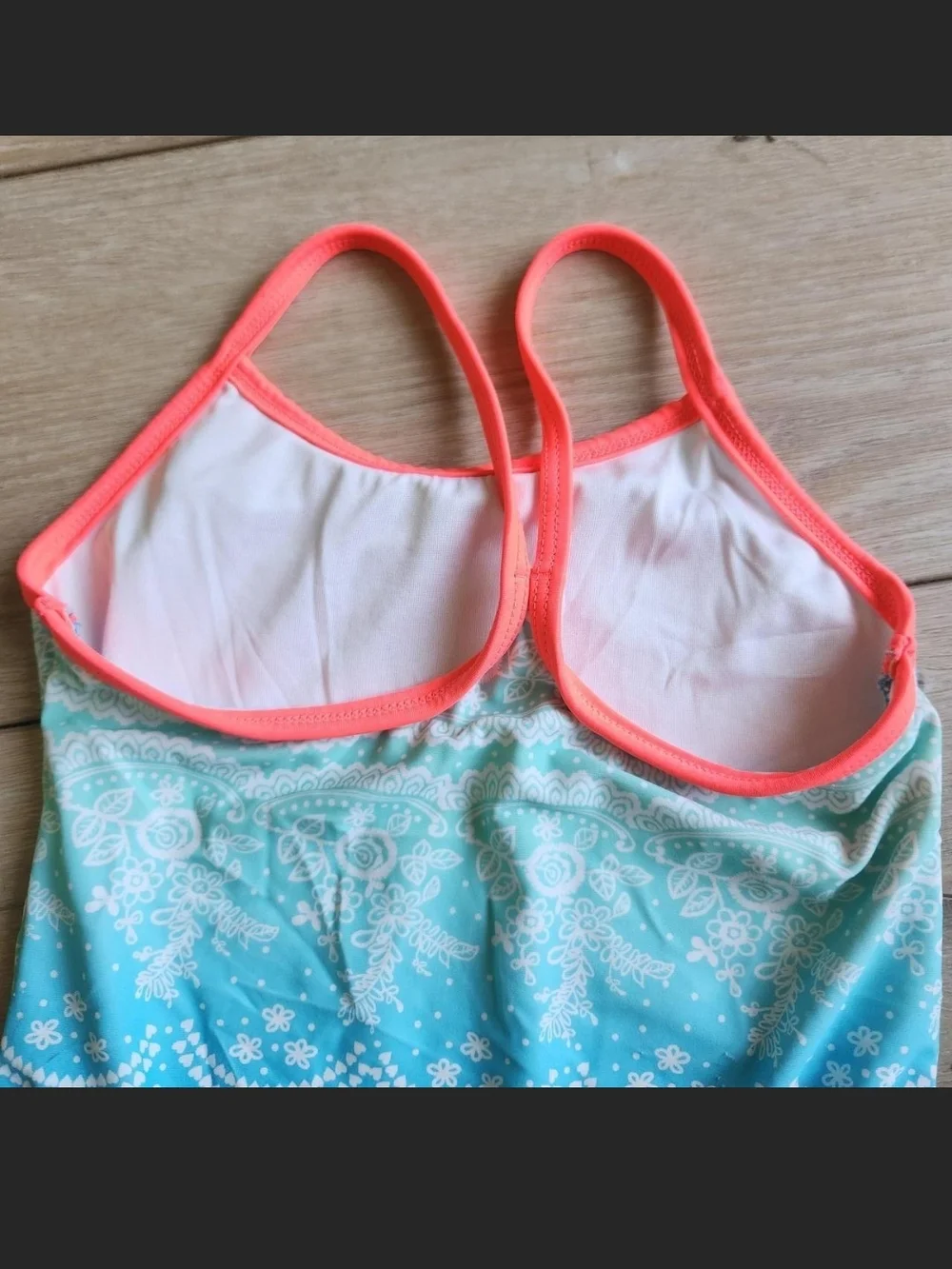 OP Girls Blue Ombre One-Piece Swimsuit with Pink Trim